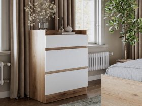 Комод 3 ящика Брауни (дуб делано/белый) в Ордынском - ordynskoe.mebel-nsk.ru | фото