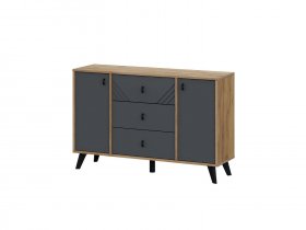 Комод 3ящ. и 2ств. Байкал (дуб крафт золотой/графит) в Ордынском - ordynskoe.mebel-nsk.ru | фото