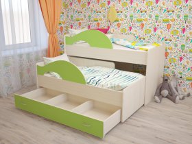 Кровать детская двухуровневая Радуга 80*160 в Ордынском - ordynskoe.mebel-nsk.ru | фото