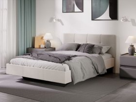 Кровать двуспальная с ортоп. осн. 1,4 м «Элис» тип 1 (бежевый велюр) Исп.2 в Ордынском - ordynskoe.mebel-nsk.ru | фото