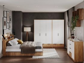 Модульная спальня Ивис (дуб крафт золотой/белый) в Ордынском - ordynskoe.mebel-nsk.ru | фото