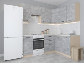 Модульная угловая кухня 1,4м*2,1м Лада (цемент) в Ордынском - ordynskoe.mebel-nsk.ru | фото