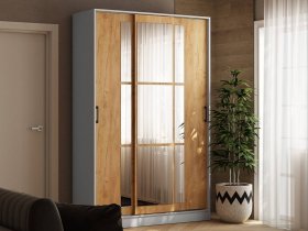 Шкаф-купе 1,4м «Стиль-2» (белый/дуб крафт золотой) в Ордынском - ordynskoe.mebel-nsk.ru | фото