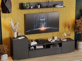 Стенка «Сильвия» (графит серый) в Ордынском - ordynskoe.mebel-nsk.ru | фото